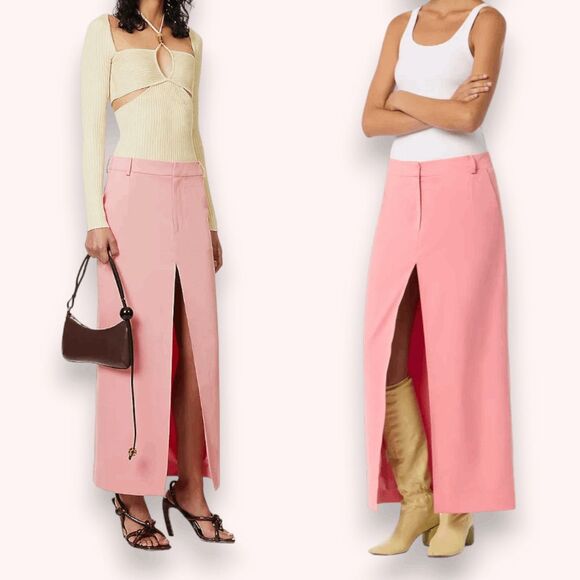 SIR the‎ label Giacomo Front Split Skirt Pink Size XL 4 X-Large Pockets Long - Picture 1 of 8